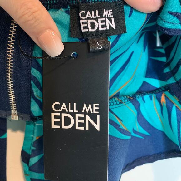 NWT LF CALL ME EDEN strapless floral cropped peplum top resort tropical 2524 - Picture 7 of 11